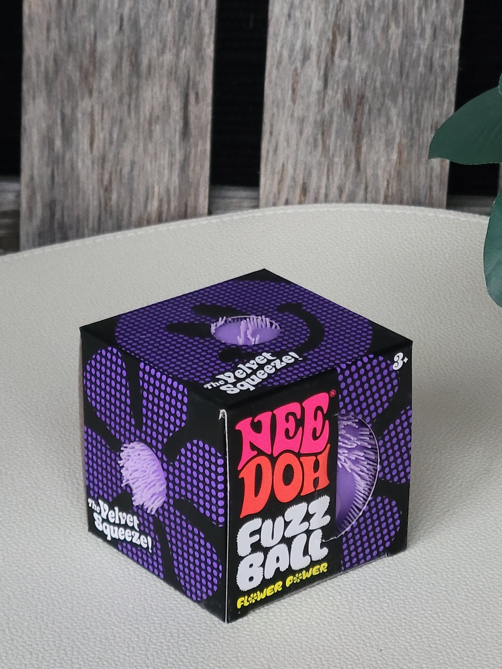 Nee Doh Flower Power Velvet Squeezer Fuzz Ball - Purple - Picture 2 of 5